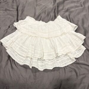 LoveShackFancy white Asymmetrical mini Ruffled Skirt